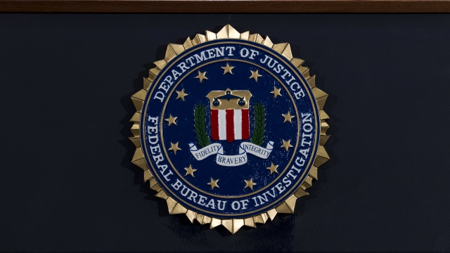 The FBI seal on a podium.