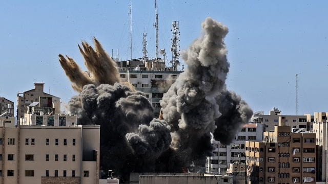 Airstrike hits a building housing various international media outlets.