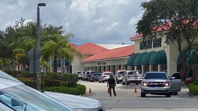 Police presence outside of a shopping center