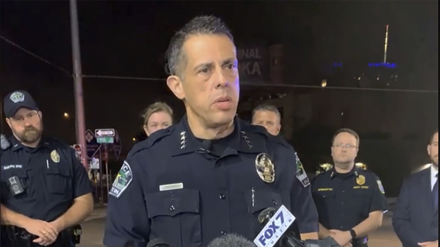 Austin Police Chief Chacon provides an update on overnight shootings in Austin, Texas, early Saturday, June 12, 2021.