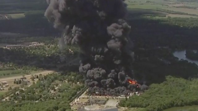 A massive fire at a chemical plant in Rockton, Illinois