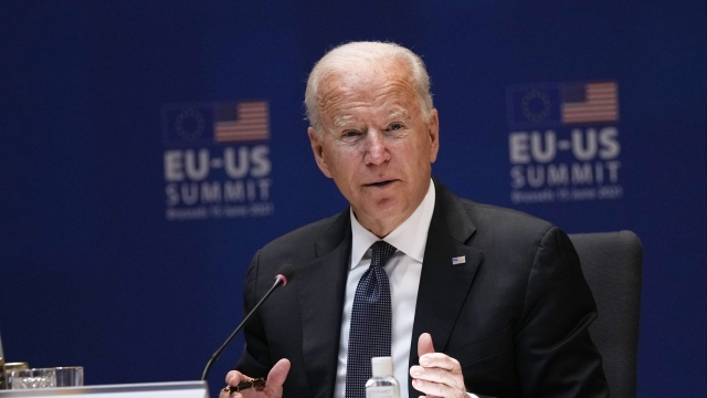 U.S. President Joe Biden speaks during the EU-US summit