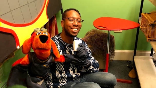 Actor Brian Harrison with puppet