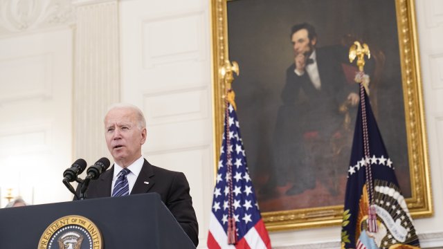 President Joe Biden speaks during an event