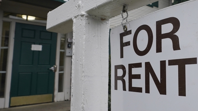 A 'for rent' sign posted in Sacramento, California.