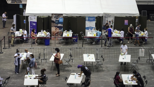 People signing up to get vaccinated for COVID-19 in France.