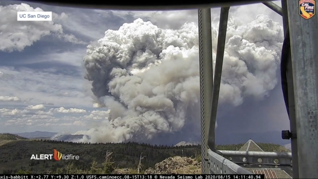 Camera shows wildfire smoke.
