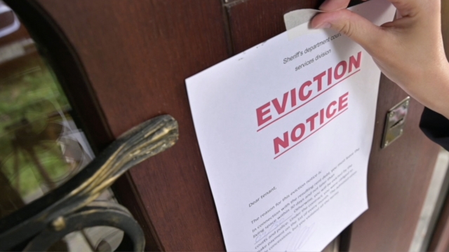 Eviction sign posted on a door
