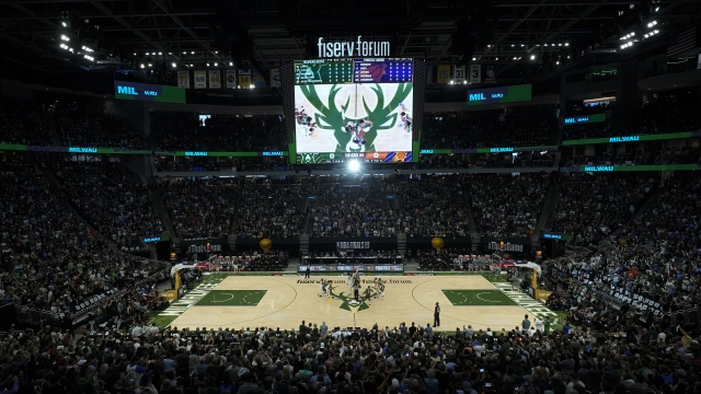 The Milwaukee Bucks and the Phoenix Suns tip off for the start of an NBA Finals game.