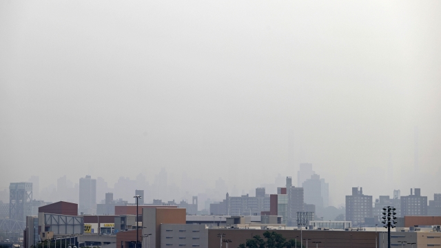 Smoke blocks the view looking toward Manhattan from Yankee Stadium.