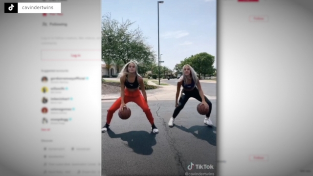 Basketball players in a TikTok video