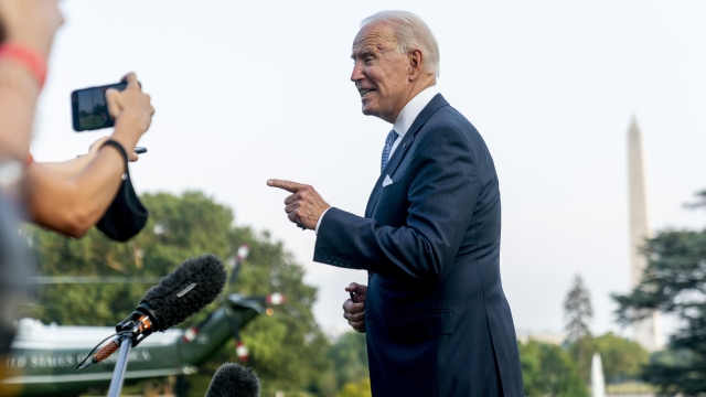 President Joe Biden speaks to members of the media