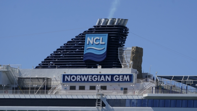 The smokestack of Norwegian Gem cruise ship.