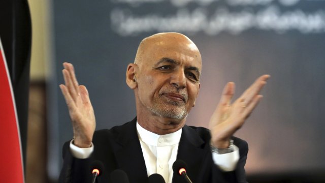 Afghan President Ashraf Ghani speaks during a ceremony
