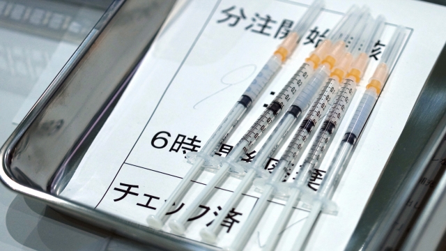 Photo shows syringes with the Moderna vaccine against COVID-19 disease.