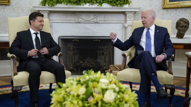 President Joe Biden meets with Ukrainian President Volodymyr Zelenskyy.