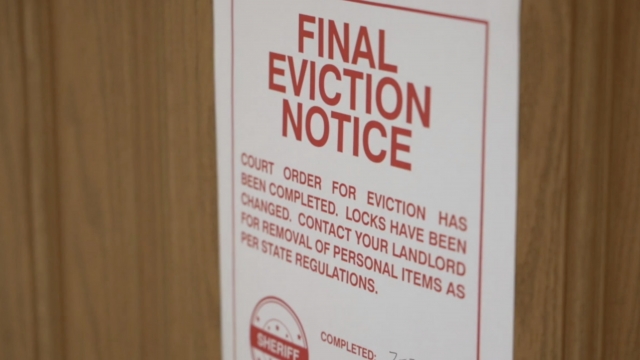 Eviction notice on a door.