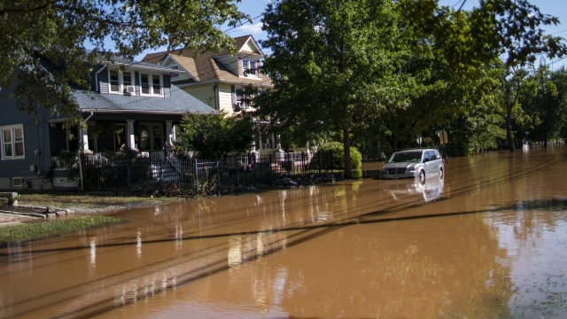 A local street remains flooded in Somerville, N.J.