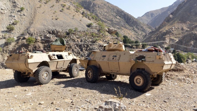 Armored vehicles are seen in Panjshir Valley on Aug. 25.