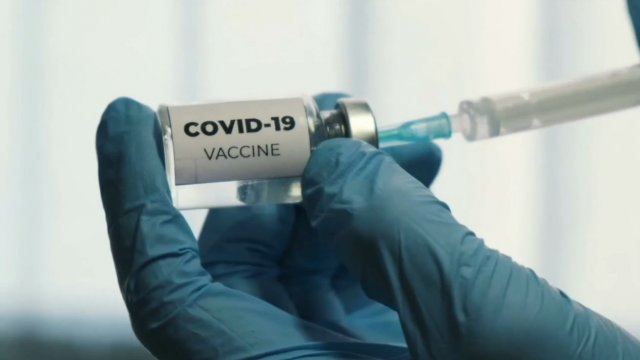 COVID-19 vaccine bottle.