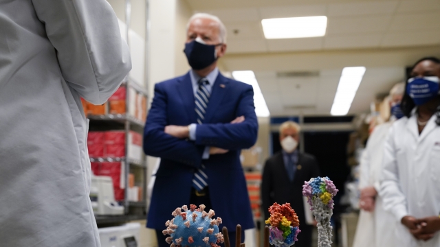 President Joe Biden visits the Viral Pathogenesis Laboratory at the National Institutes of Health on Feb. 11, 2021.