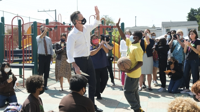 Gov. Gavin Newsom meets with students at Melrose Leadership Academy,