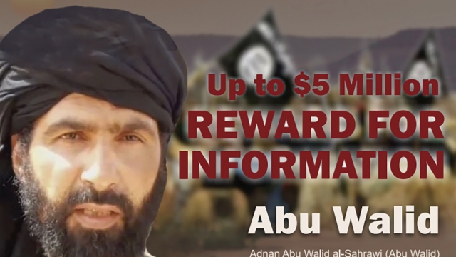 Undated image provided by Rewards For Justice shows a wanted poster of Adnan Abu Walid al-Sahrawi.