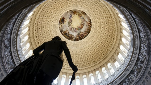 The Rotunda of the U.S. Capitol is seen as a consequential week begins for President Joe Biden's agenda