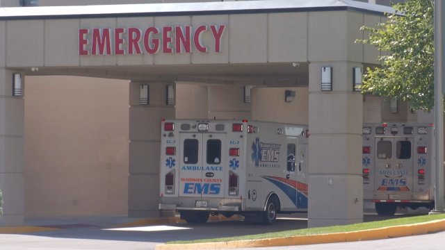 Ambulance outside an emergency room.