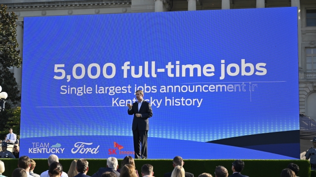 Kentucky Gov. Andy Beshear announces new Ford electric battery factories.