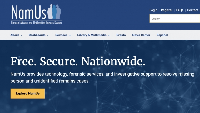 Screenshot of the NamUs website.