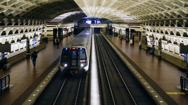 A train arrives at Metro Center station in Washington.