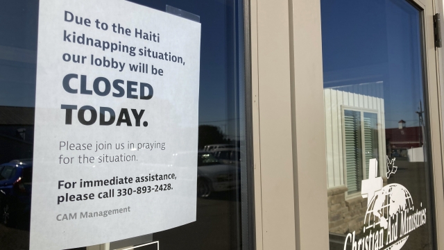 A "closed" sign at The Christian Aid Ministries headquarters in Berlin, Ohio.