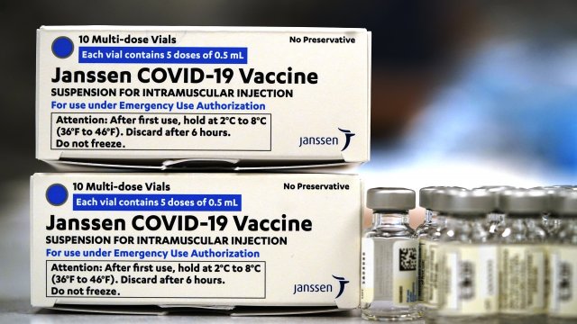Boxes containing the Johnson & Johnson COVID-19 vaccine