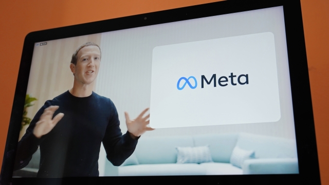 CEO Mark Zuckerberg with Meta logo