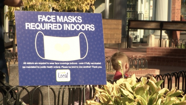 Sign shows masks are required.