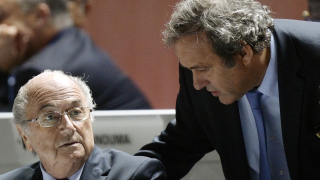 FIFA President Sepp Blatter, left, and UEFA President Michel Platini, right