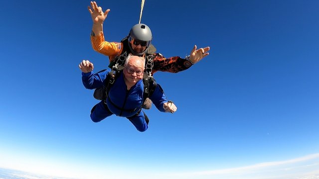 A man goes skydiving
