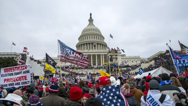 Supporters of President Donald Trump rally outside the U.S. Capitol