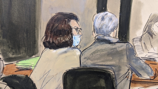 In a courtroom sketch, Ghislaine Maxwell, left, confers with lead defense attorney Bobbi Sternheim