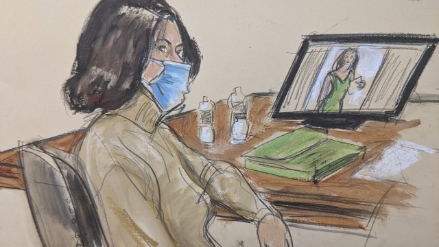 A courtroom sketch of Ghislaine Maxwell.