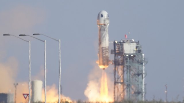 Blue Origin's New Shepard rocket launches from its spaceport near Van Horn, Texas.