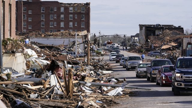 Tornado damage in Kentucky on December 11, 2021.