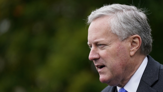 Former White House chief of staff Mark Meadows speaks with reporters outside the White House.
