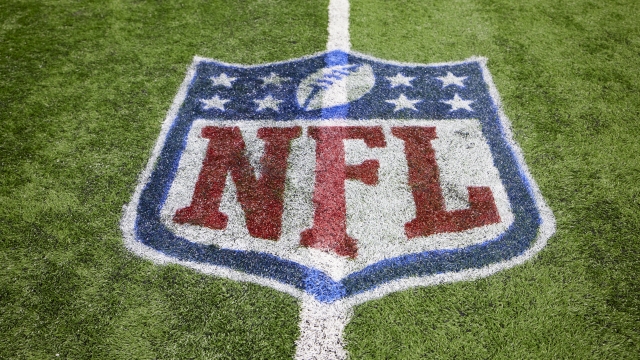 NFL logo on a football field