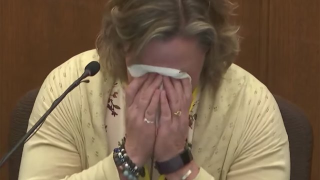 Former Brooklyn Center Police Officer Kim Potter becomes emotional as she testifies in court
