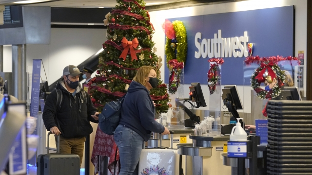 Holiday travelers in airport