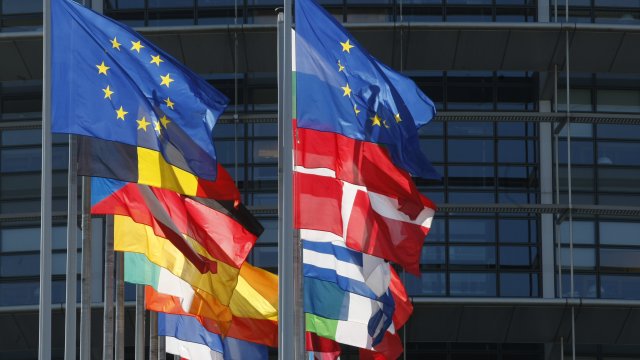 Flags at the European Parliament