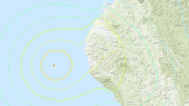 A map showing the location of a recent earthquake