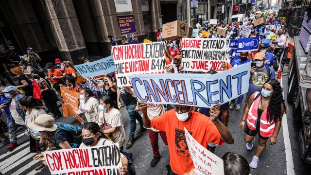 Housing activists march across town